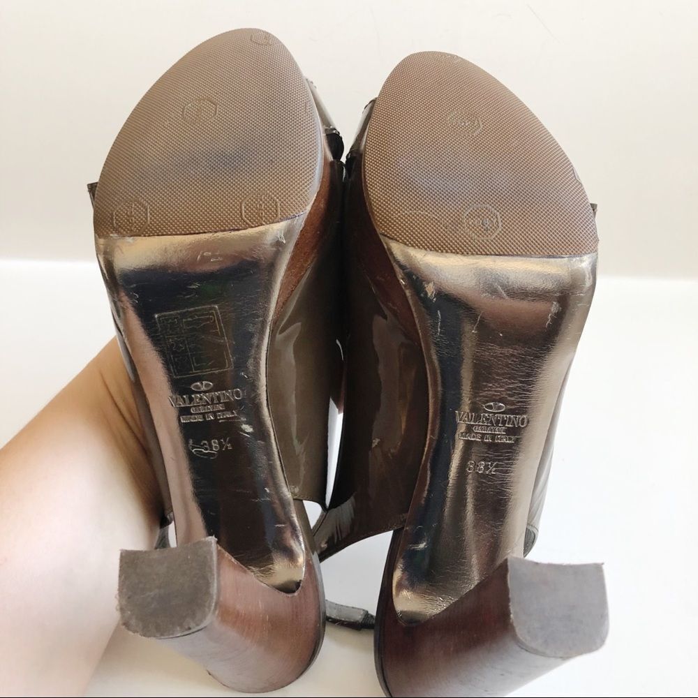 VALENTINO Patent Leather Flat Bow Peep Toe Pumps - Picture 8 of 8